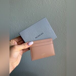 Balenciaga Paris Leather Card Holder – Nude Beige